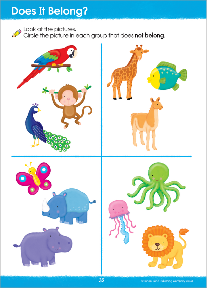 Bright, bold illustrations in Get Ready for Preschool Workbook will help littler learners focus.