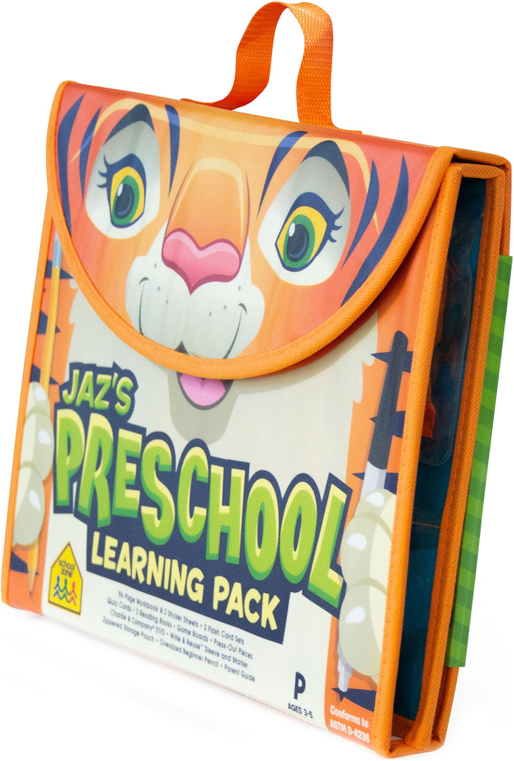 side view of Jaz's Preschool Learning Pack shows thickness of folded case and play area