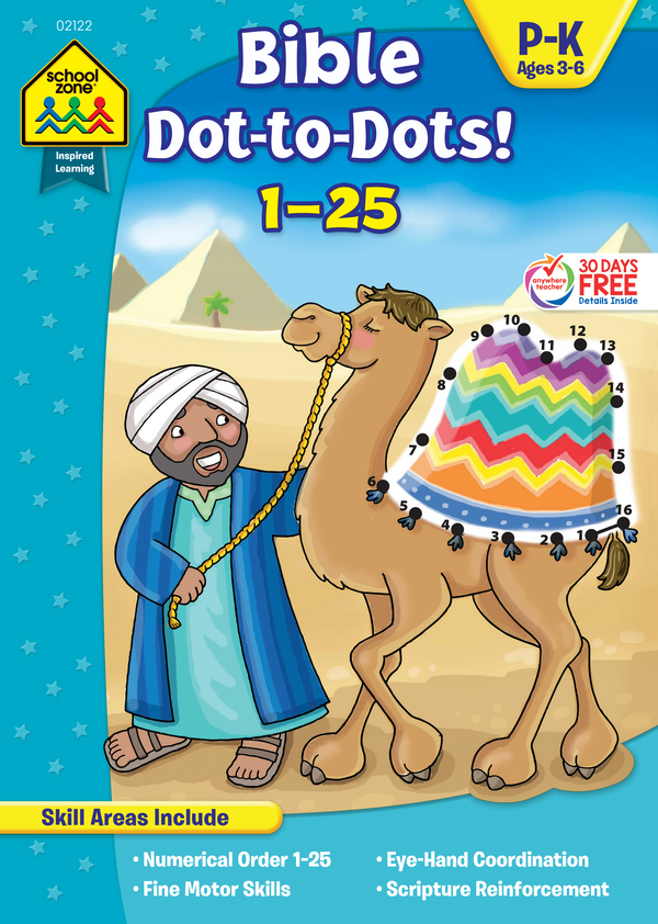 Bible Dot-to-Dots! 1-25 builds counting skills and knowledge of Scripture.