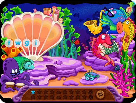 Unscramble the words at the Coral Reef in Spelling 1-2 Software (Windows Download).