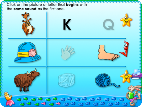 Kids will practice matching sounds to letters with Beginning Sounds On-Track Software (Windows Download).