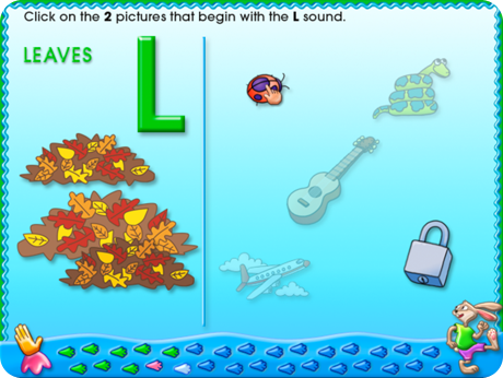 Beginning Sounds Software On-Track (Windows Download) includes activities for each letter of the alphabet.