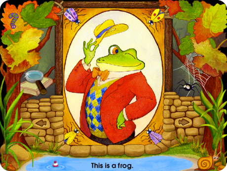 Beginning Reading K-1 On-Track Software Series 1 includes the charming story Jog, Frog, Jog.