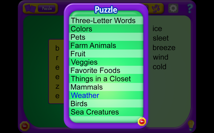 Children learn how to pronounce familiar and exotic words in Word Search Jr. Software (Windows Download).