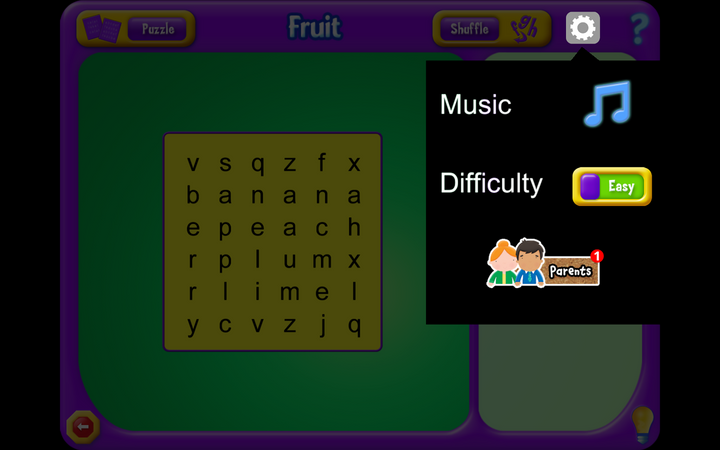 Kids choose between two difficulty levels in this Word Search Jr. Software (Windows Download).