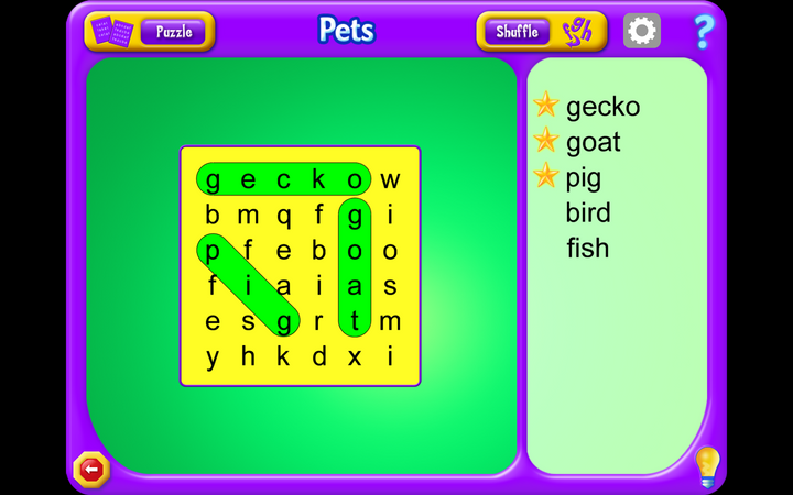 With Word Search Jr. Software (Windows Download) children can select the puzzle theme they want to play.