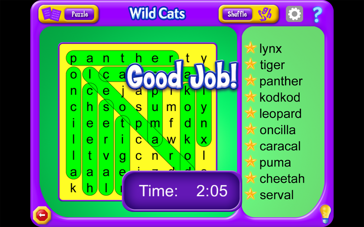 Your child will race against the clock to find familiar and exotic words in this Word Search Software (Windows Download).