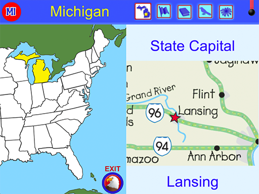 Remembering state capitals becomes easier with State of Confusion (Windows Download).