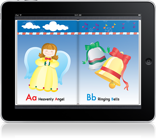 Kids will quickly relate seasonal objects with their starting letter in Christmas ABCs Interactive Read-along (iOS eBook)