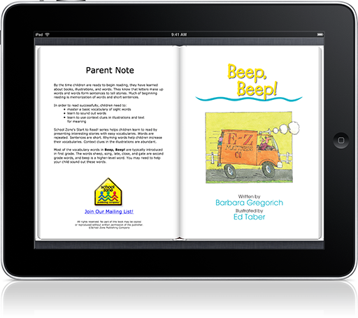 Beep, Beep! Read-along (iOS eBook) is just one offering from School Zone's Start to Read! series.