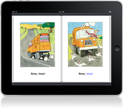 Kids will definitely love making the sounds in Beep, Beep! Read-along (iOS eBook).