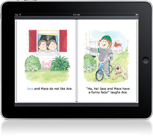Mace and Jace outsmart a bully in The Big Race Read-along (iOS eBook).