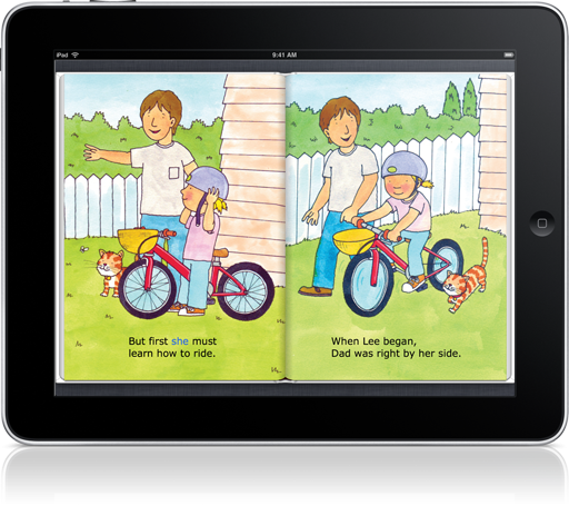 The New Bike Read-along (iOS eBook) builds reading comprehension skills.