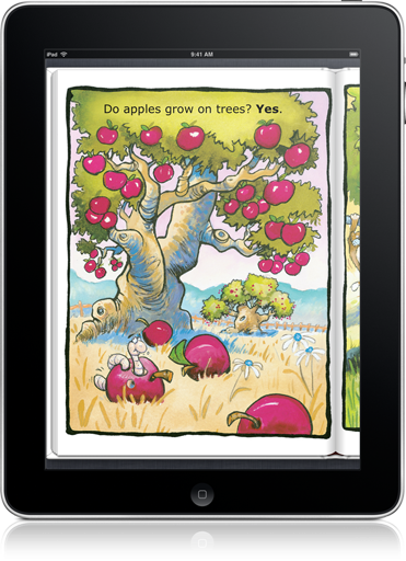 Children will find meaningful clues in the illustrations in What Grows on Trees? (iOS eBook).