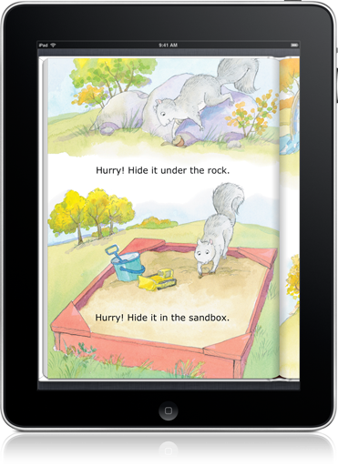 Hurry, Squirrel! (iOS eBook) will introduce 9-50 new vocabulary words.