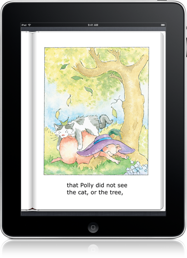 Rhyming words will help kids increase their vocabularies in Poor Polly Pig (iOS eBook).