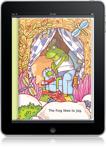 Jog, Frog, Jog (iOS eBook) makes use of rhyming words to help build early reading skills.