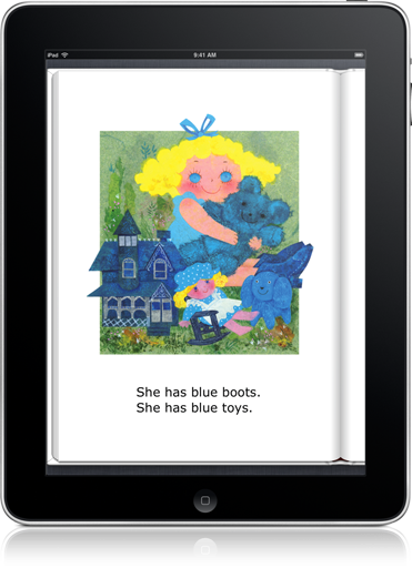 Kids will soon be reading Sue Likes Blue (iOS eBook) on their own.