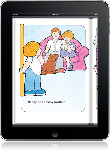Most children can relate to a sibling's mixed feelings in Benny's Baby Brother (iOS eBook).