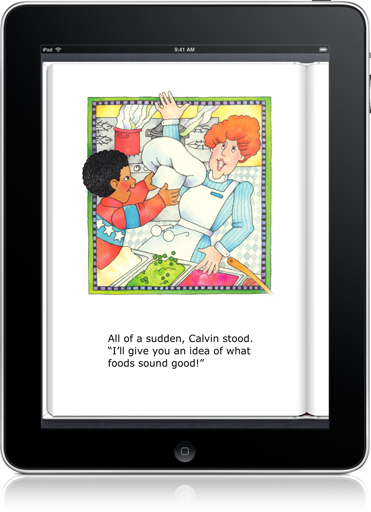 The colorful illustrations in The Fabulous Principal Pie (iOS eBook) keep kids focused and motivated.
