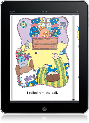 The rhyming words in The Cat That Sat (iOS eBook) help build language skills.