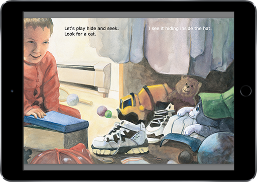 Gorgeous illustrations in Hide and Seek (iOS eBook) will captivate little ones.