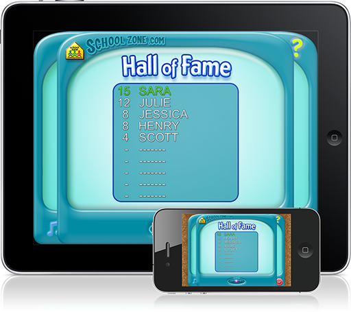 Adding to the fun, in Square-Off (iOS App) kids track names and scores in the player Hall of Fame.