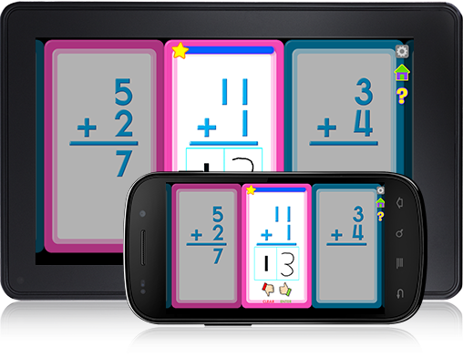 With this Addition Flash Cards Android app, kindergartners and first graders get hands-on practice.