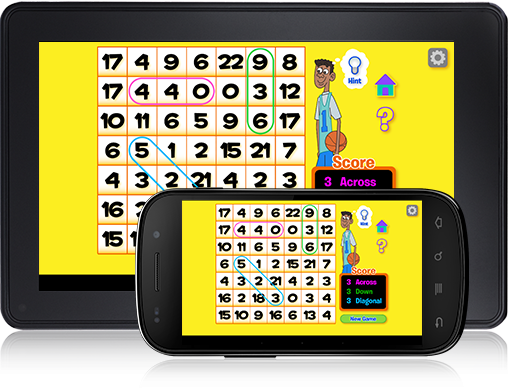 Test learning by spotting equations across, down, and diagonally in this Subtraction Flash Cards Android app
