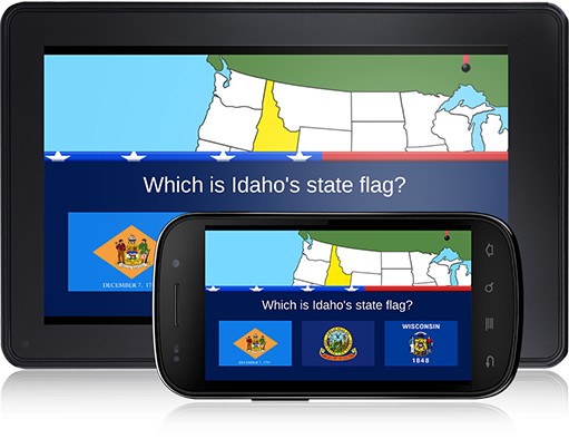 State of Confusion (Android App) shows the flag for each state.