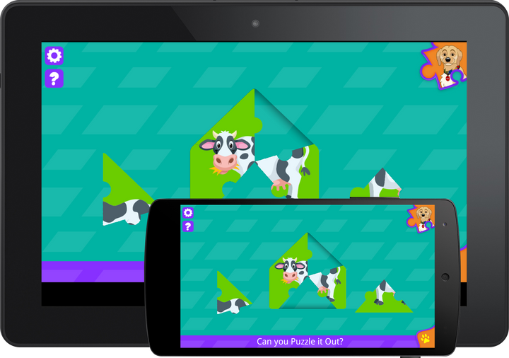 In Puzzle It Out Preschool (Android App) puzzle pieces create a charming scene.