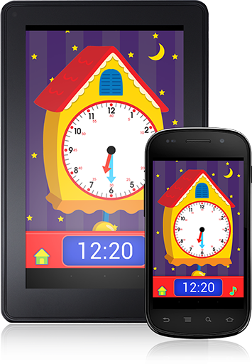 Telling Time Flash Cards (Android App) asks what time to the clock hands show?